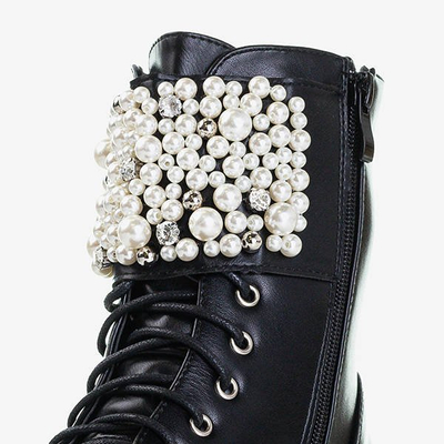 Czarne workery z ozdobami Foga - Obuwie