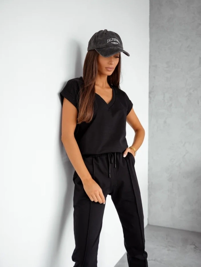 Set casual din bumbac pentru femei Royalfashion cu mâneci scurte