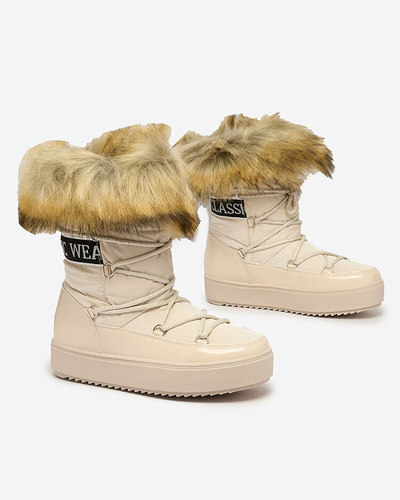Royalfashion Cizme slip-on Beige a'la cizme de zăpadă pentru femei Gomllo