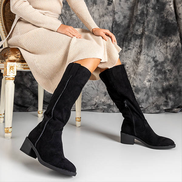 OUTLET Cizme Medina negre la mijlocul gambei - încălțăminte