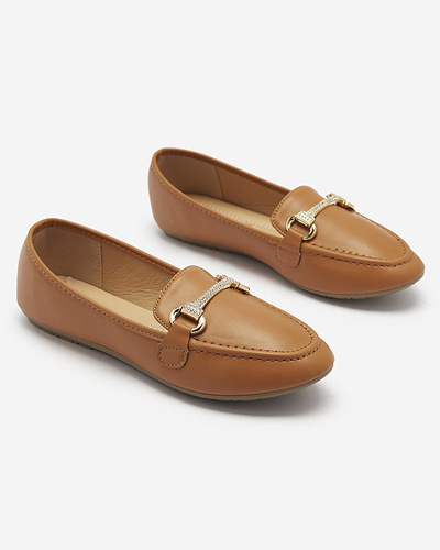 Mocasini de damă cu ornament de culoare camel Sonana- Footwear