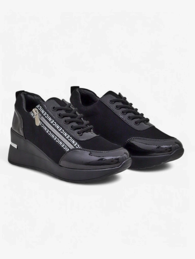 Sneakers dama negri cu toc Calista Nero - eleganță și confort pentru fiecare zi