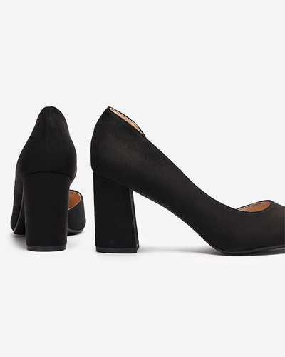 OUTLET Pantofi negri de damă cu tijă din piele ecologică Lerita - Încălțăminte