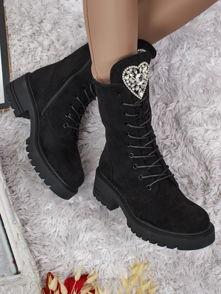 Botine Dama Luna Negre Piele Elegante de Toamnă