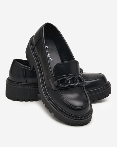 OUTLET Pantofi de dama din piele ecologica neagra cu lant Konera - Incaltaminte