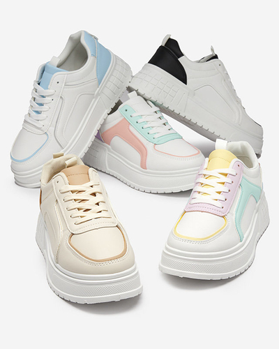 OUTLET Pantofi sport dama albastru si alb din piele ecologica pe platforma Cerecha - Incaltaminte