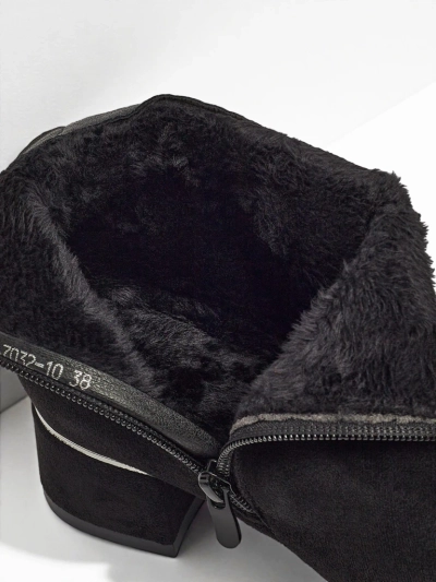 Botine de damă din piele ecologică întoarsă cu toc gros Arshinea