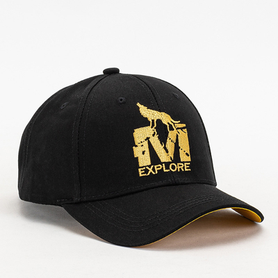 Şapcă de baseball unisex neagră cu ecuson galben - Accesorii