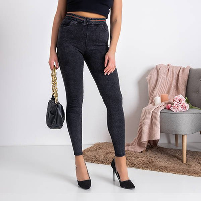 Denim negru pentru femei PLUS SIZE treggings - Îmbrăcăminte