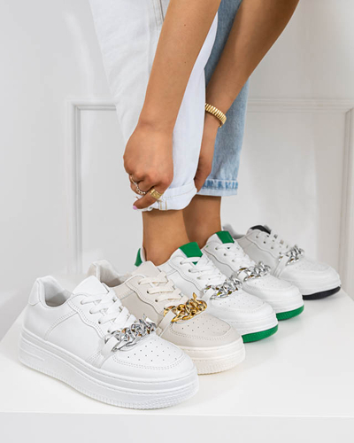 Pantofi sport alb-negru pentru femei adidasi cu lant Nevito - Incaltaminte