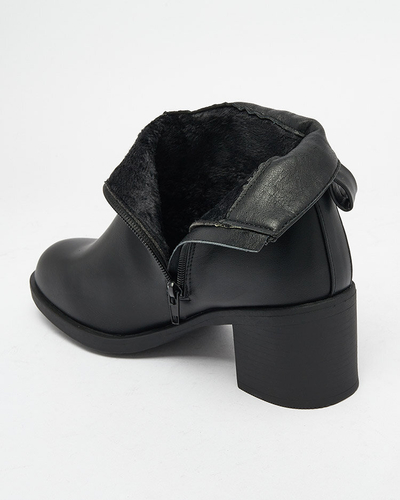 Royalfashion Cizme cu tocuri joase pentru femei din piele ecologică neagră Rejerry