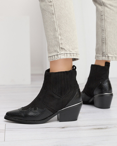 Cizme de cowboy de piele ecologică neagră pe stâlp joasă Zirras - Încălțăminte