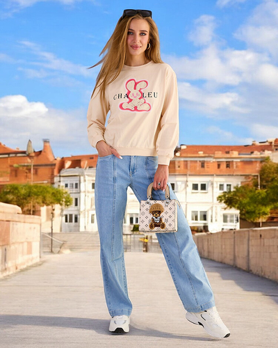 Royalfashion Hanorac cu imprimeu subțire din bumbac pentru femei