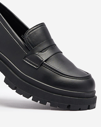 Mocasini negri din piele ecologică pentru femei Firlonna- Footwear