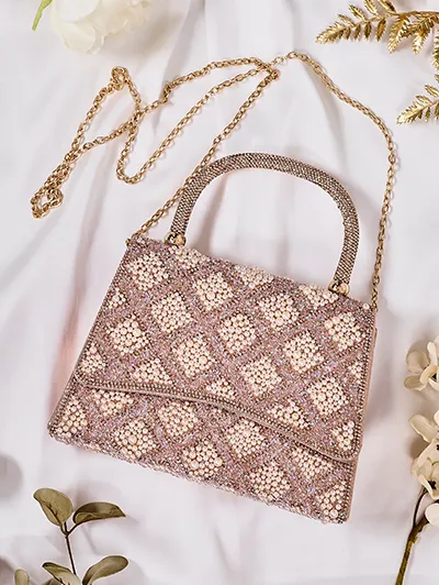 Royalfashion Geantă mică de femei cu zirconii și perle