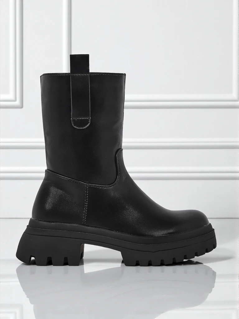 Wyższe botki damskie ze skóry ekologicznej Scarlet Mist