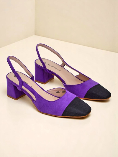 Royalfashion Zapatos de salón de tacón bajo con adorno en la puntera Eleganzo para mujer