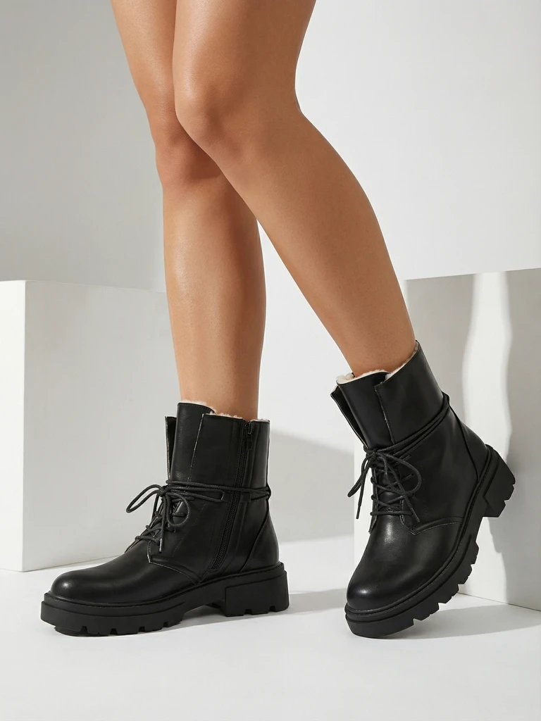 Botine Dama Luna Negre Piele Elegante de Iarna