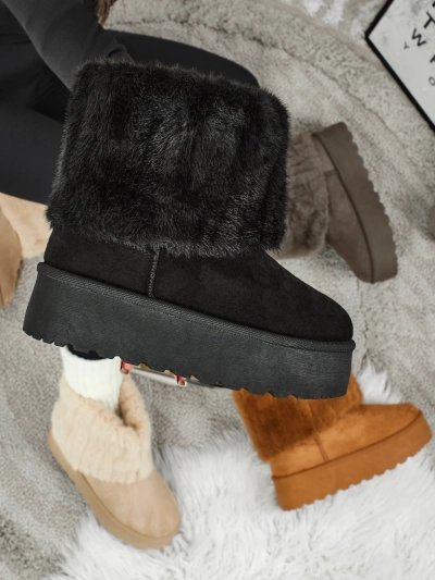 Ghete tip snowboots de damă cu blană artificială Irelle