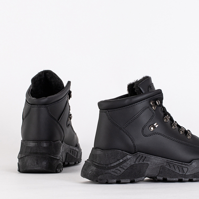 Cizme negre pentru zapada din piele ecologica de la Rueq- Footwear