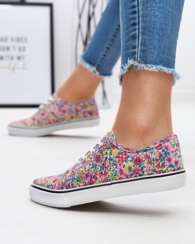 Tenisi dama roz cu flori Sertoli - Incaltaminte