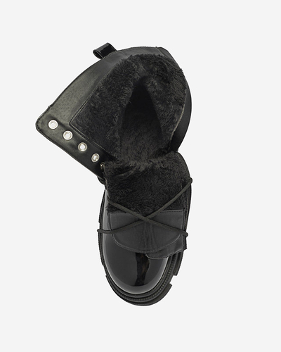 Cizme bagger lăcuite negre pentru femei Dexoci - Încălțăminte