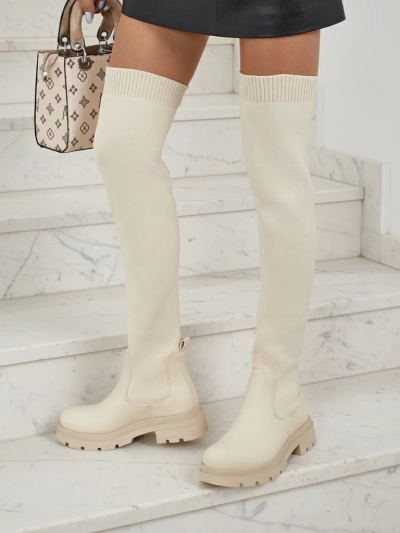 Cizme lungi de damă slip-on Orlina