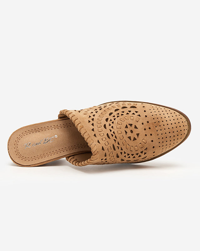 OUTLET Pantofi de dama maro deschis Aqarion cu toc inalt - Incaltaminte