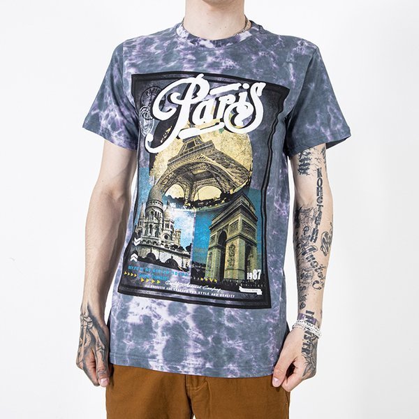 Tricou bărbătesc gri din bumbac cu imprimeu - Îmbrăcăminte