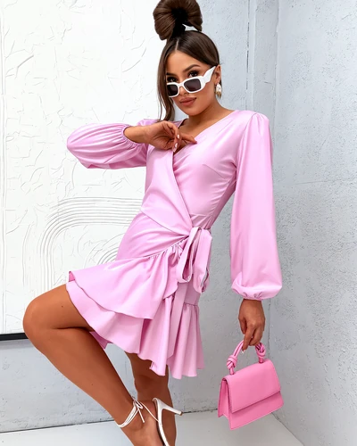 Rochie mini legată Royalfashion pentru femei cu volane