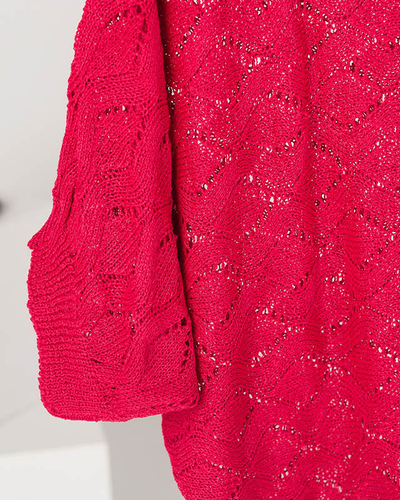 Pulover de damă roșu ajurat tip liliac - Îmbrăcăminte