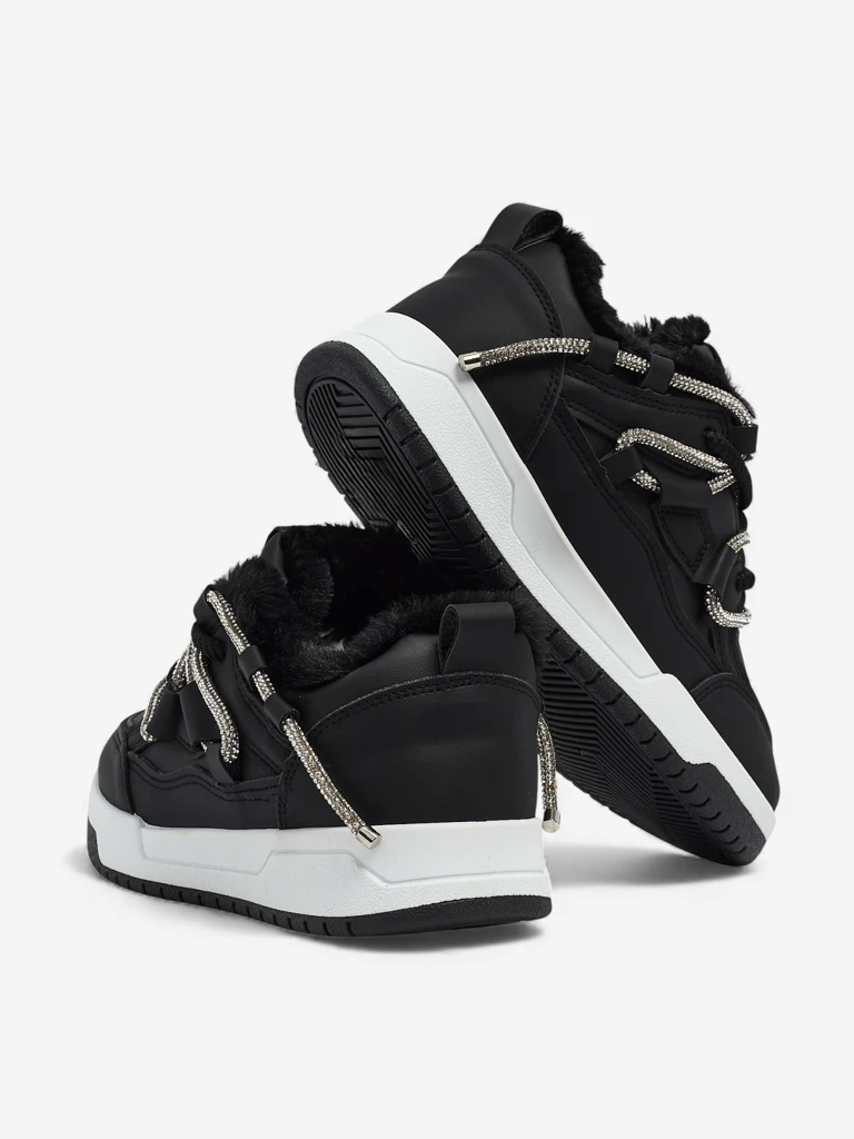 Sneakers Dama Luna Negri din Piele Ecologică pentru Zi de Zi