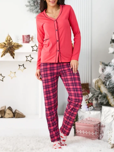 Pijamale de dama din bumbac in doua piese de la Royalfashion cu model in dungi