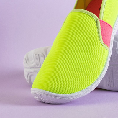 Adidași din țesătură de culoare galbenă pentru femei alunecă pe Molara - încălțăminte