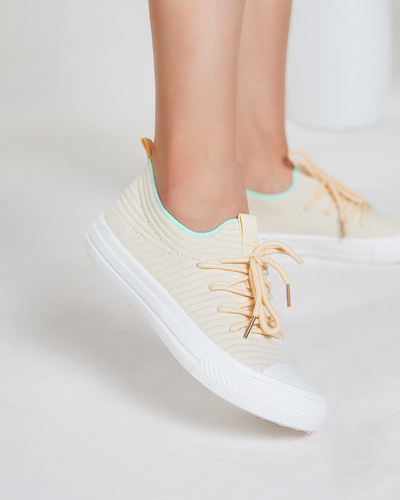 OUTLET Tenisi dama bej cu nervuri Manfer- Incaltaminte