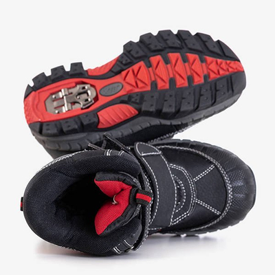 Cizme negre de zăpadă pentru băieți cu elemente de fixare Velcro Fenir - Încălțăminte