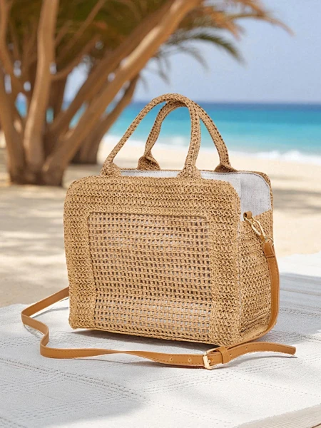 Royalfashion Geantă mare de damă din paie Ariadne Raffia