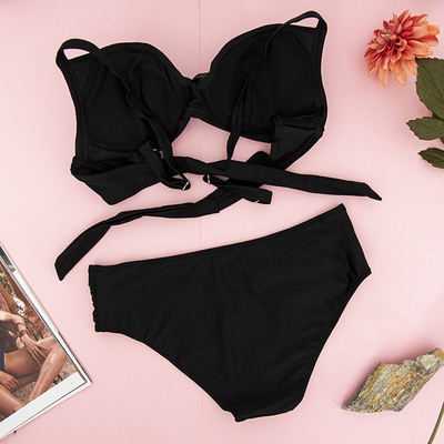 Costum de baie negru din două piese pentru femei - lenjerie intimă
