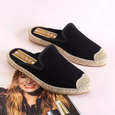 OUTLET Papuci de dama Courine negri - Încălțăminte