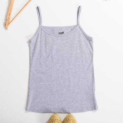 Bluză gri pentru femei, cu bretele subțiri MĂRIME PLUS - Îmbrăcăminte