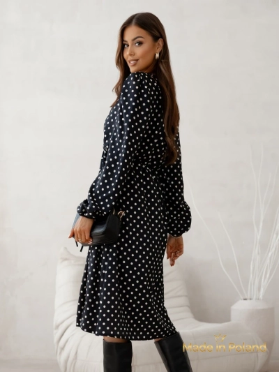 Rochie midi de damă cu buline Midnight Bloom