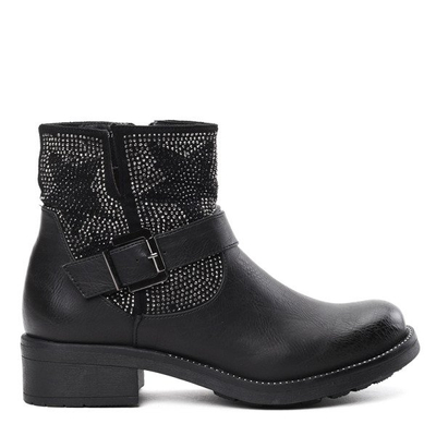 Czarne workery z gwiazdkami Crystal Snow - Obuwie