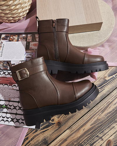 Cizme de damă maro închis cu cataramă Utilas - Încălțăminte