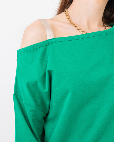 Set bluză și fustă verde de damă- Îmbrăcăminte