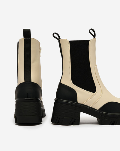 Royalfashion Cizme cu toc plat Bevta bej mat de damă