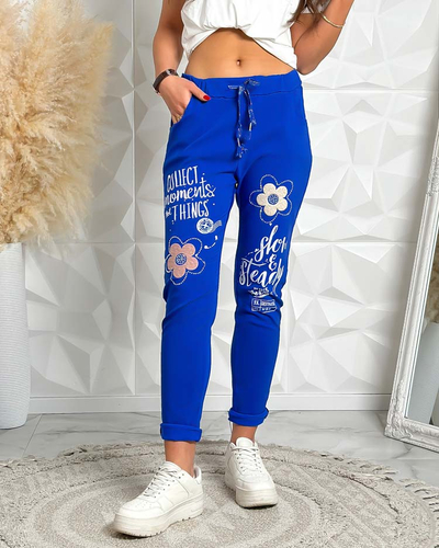 Royalfashion Pantaloni de damă din stofă cu inscripție