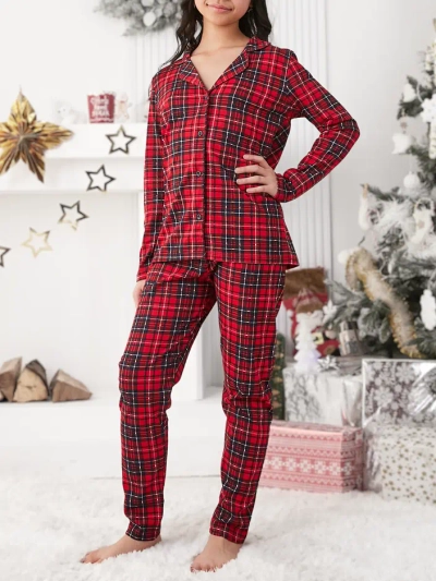 Royalfashion pijama de Crăciun pentru copii din bumbac tartan