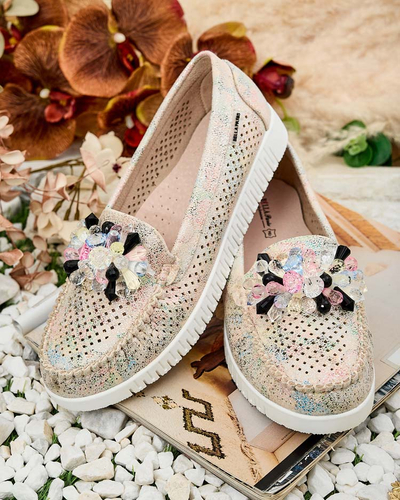 Royalfashion Mocasini traforați cu mărgele pentru femei Nasfali