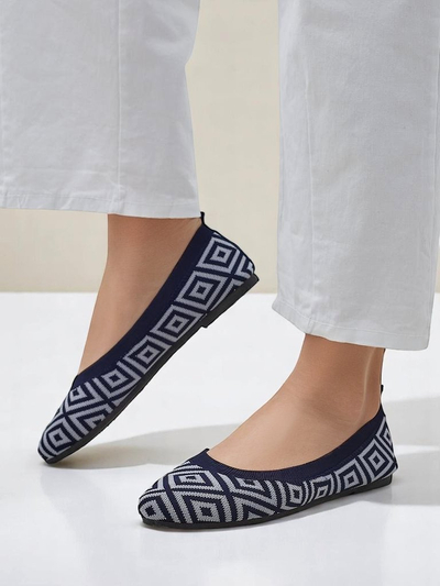 Royalfashion Balerini de damă din material textil cu imprimeu geometric Metric