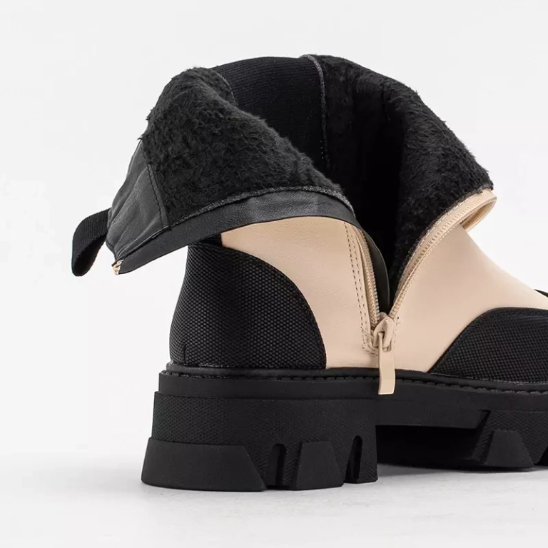 OUTLET Cizme de dama bej pe talpa masiva Rosidi - Incaltaminte